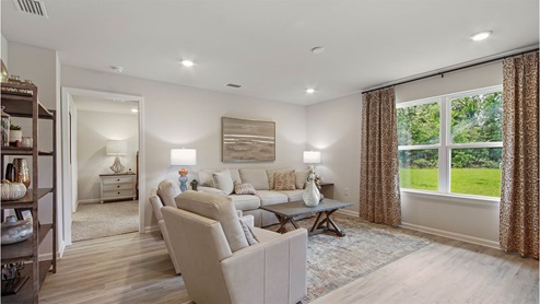 Cali floor plan features EVP flooring in the main areas with carpet in each bedroom