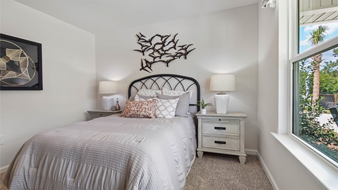 Bedroom two overlooks the front lawn
