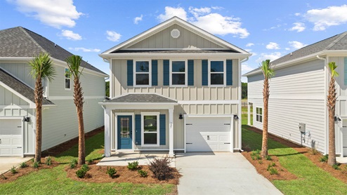 The Norfolk has three bedrooms and two and a half bathrooms with a single car garage