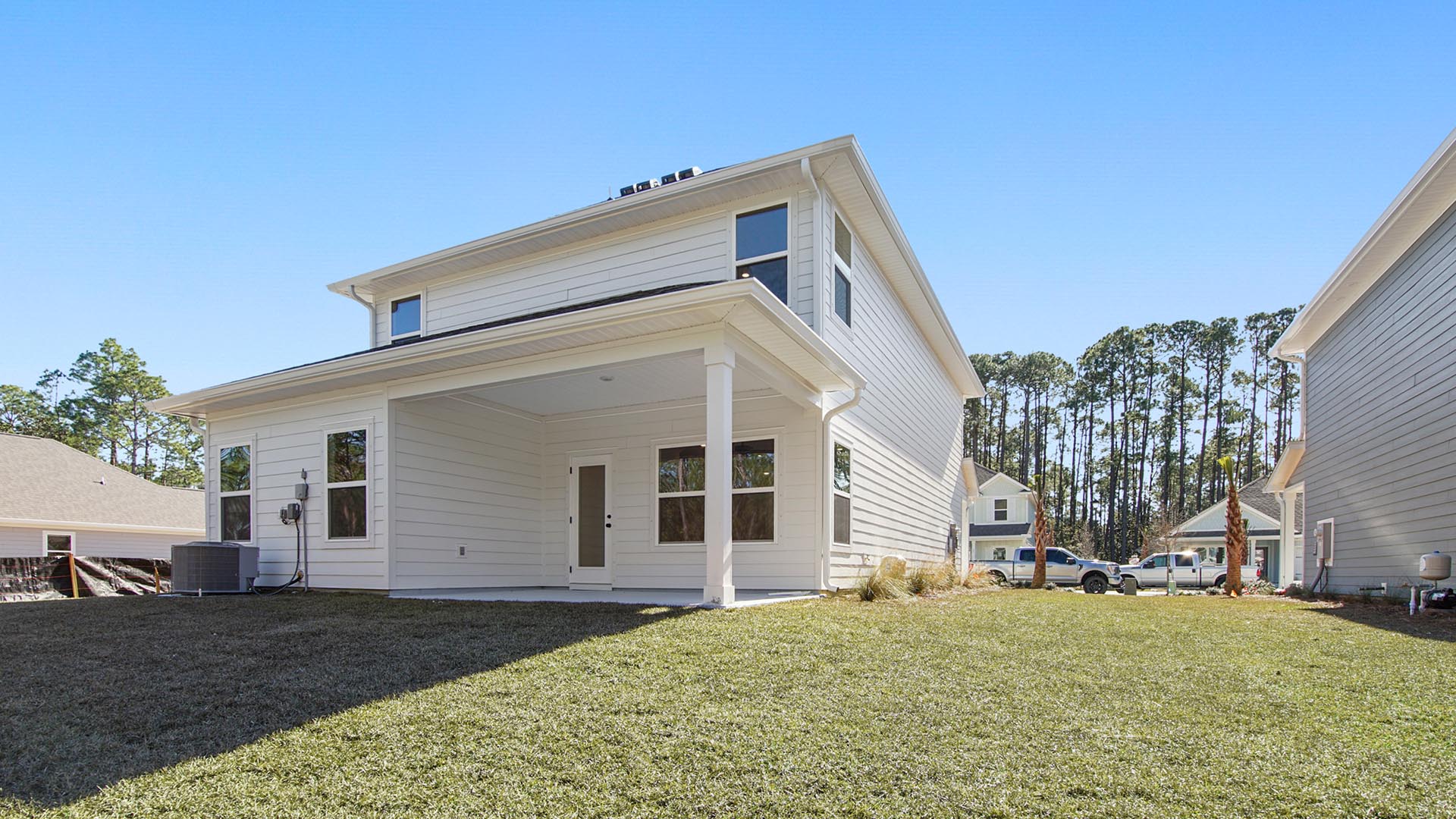 The Alabaster has a covered back patio with space for dining or sitting area