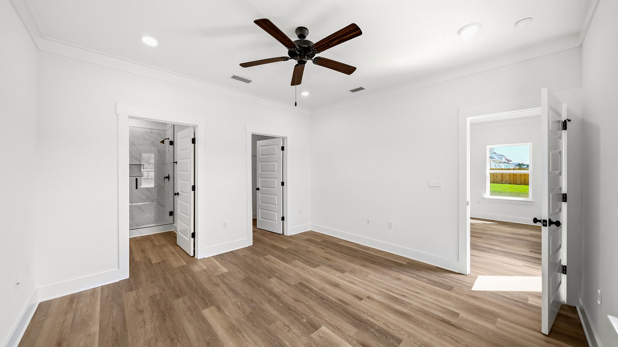 The primary bedroom has a spacious closet and ensuite bathroom