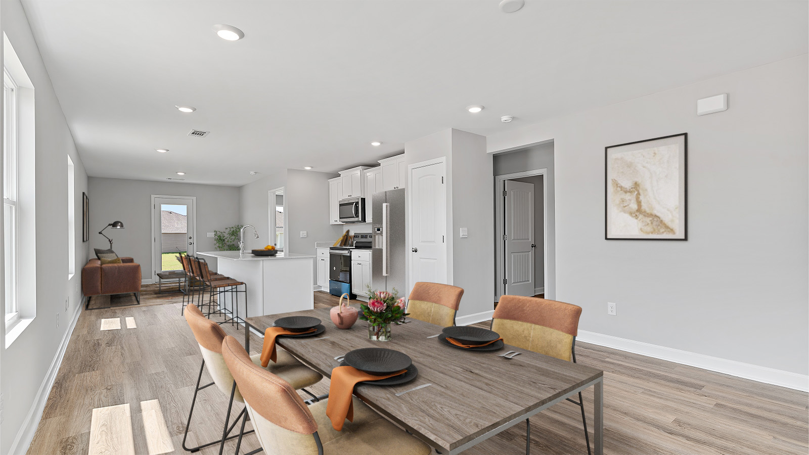 The dining area is located just as you enter the main living are