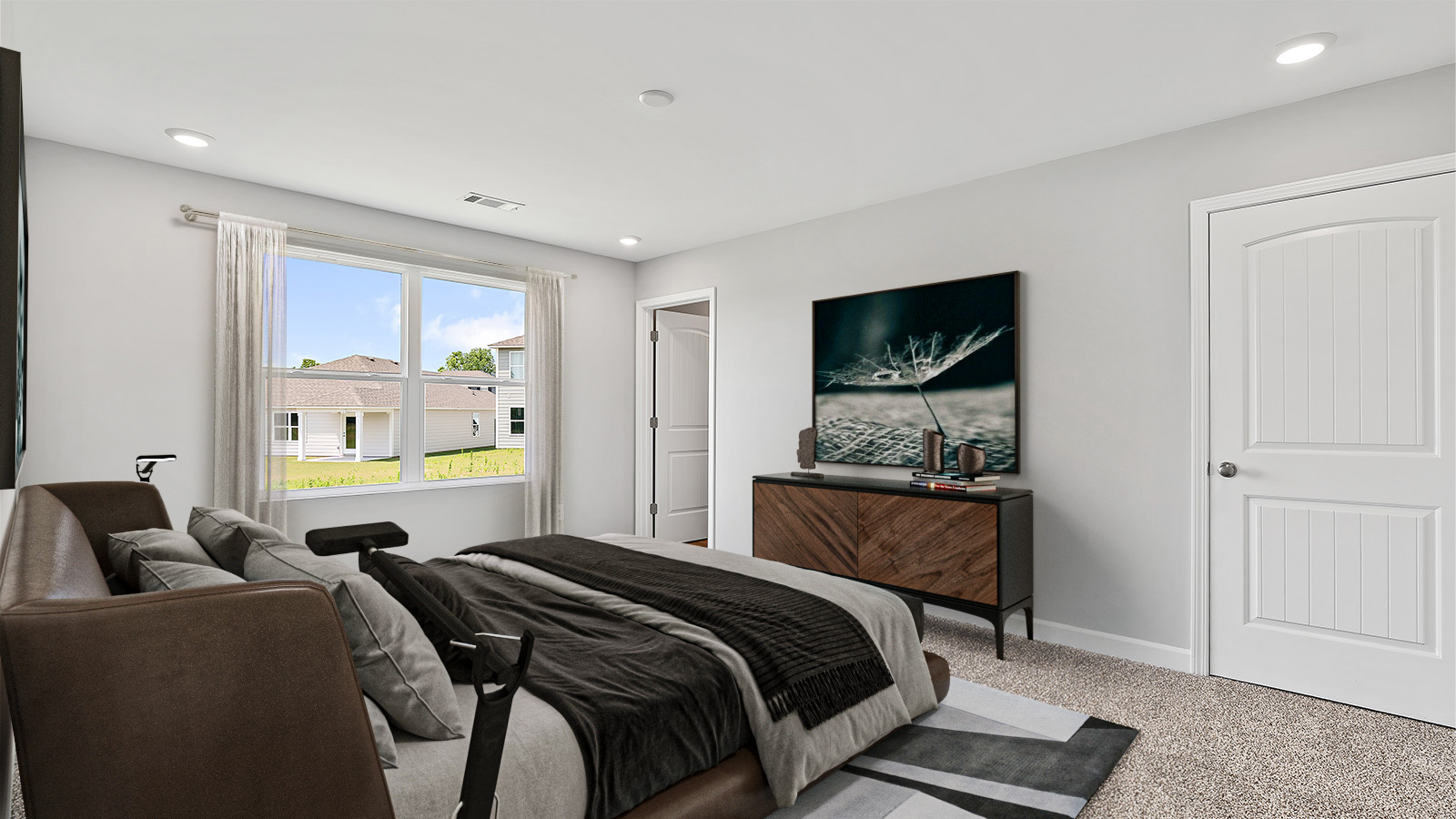 The primary bedroom has a spacious closet