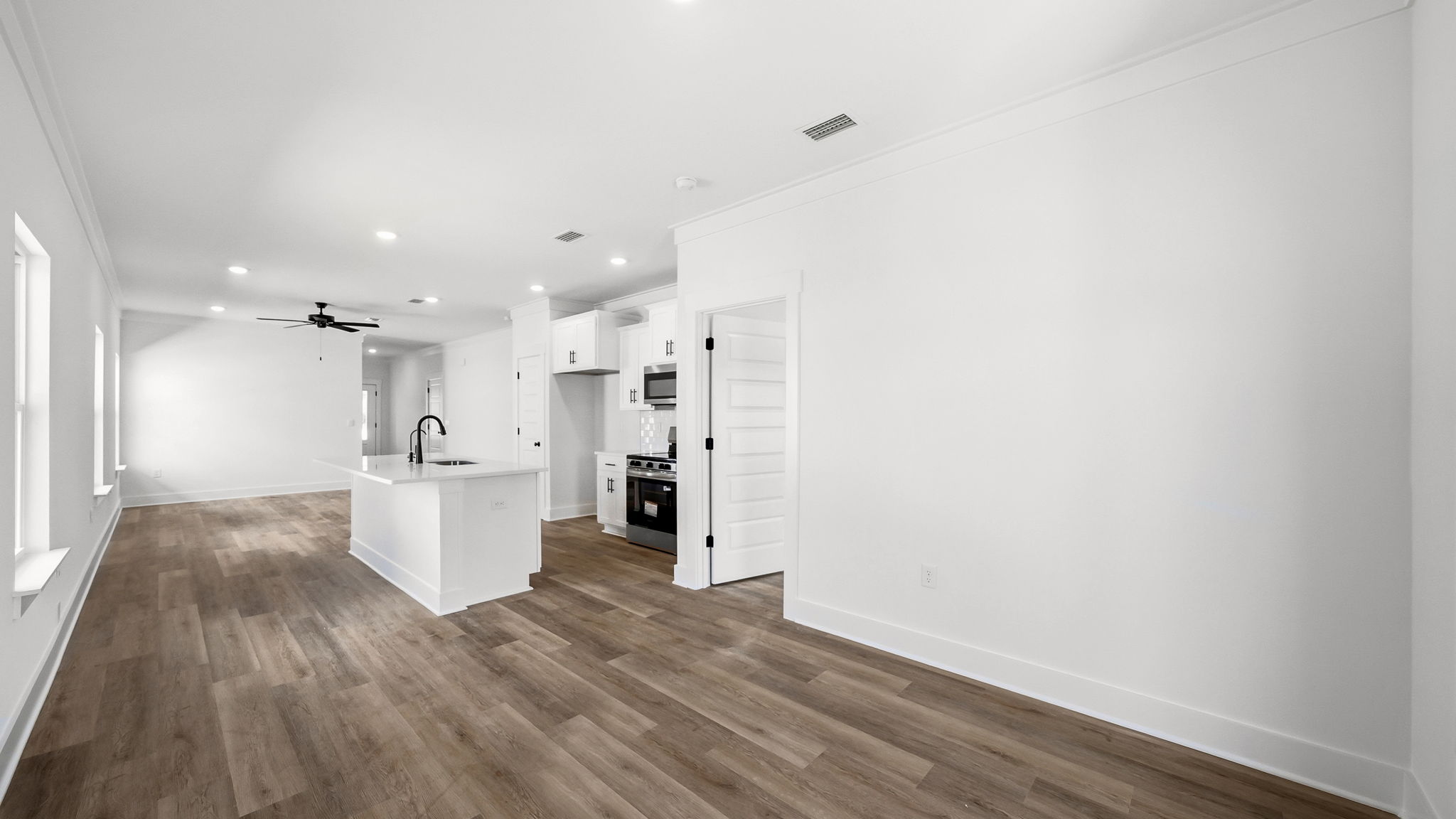 The spacious living area has room for sofa and table