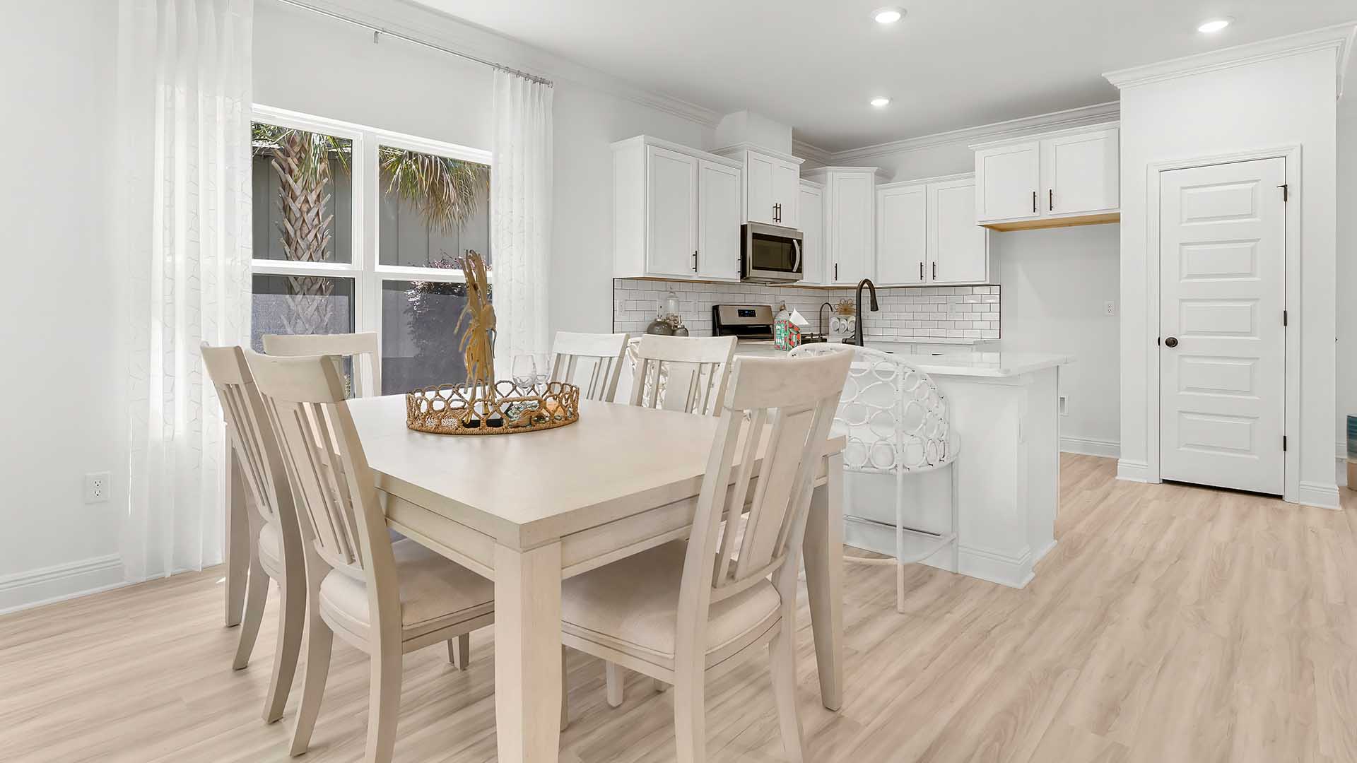 The dining area is open to the kitchen
