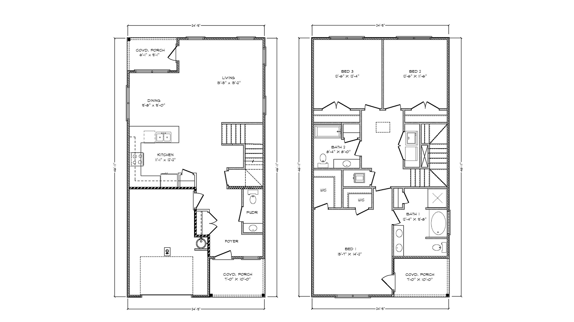 The Monroe floorplan has three bedrooms and two and half bathrooms