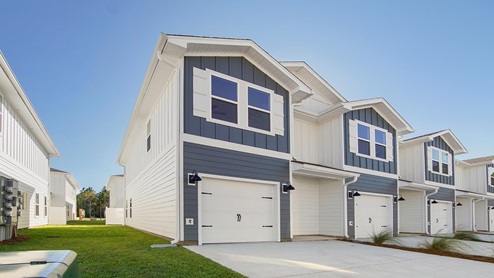 Exterior photo of the end unit for the Palm townhome
