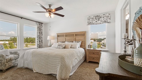 Primary bedroom overlooking the front of the home