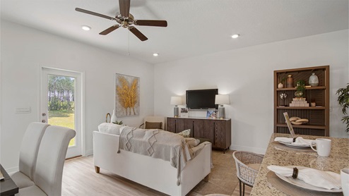 Furnished model interior of the Palm floor plan