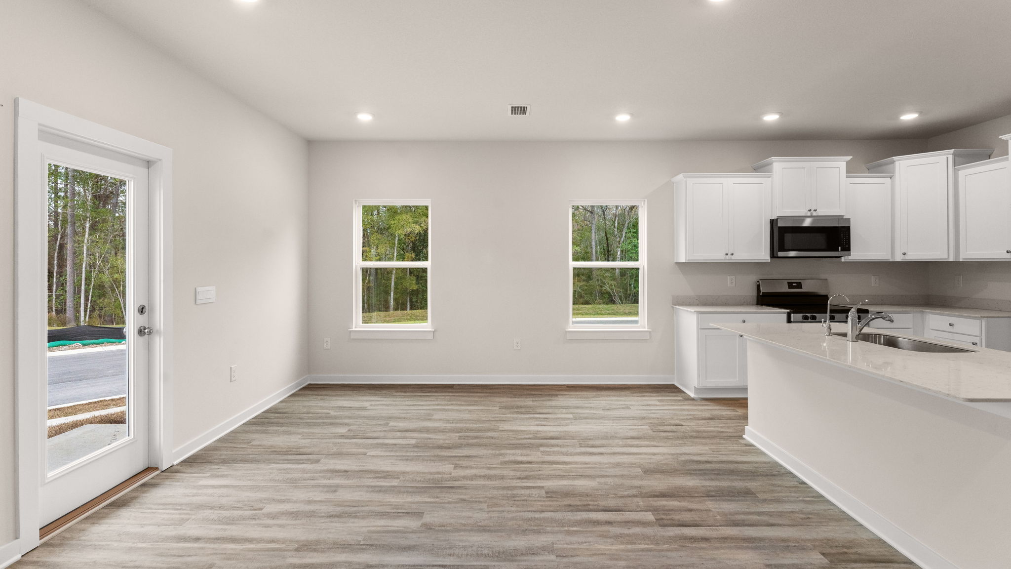 A back patio is accessible from the living area