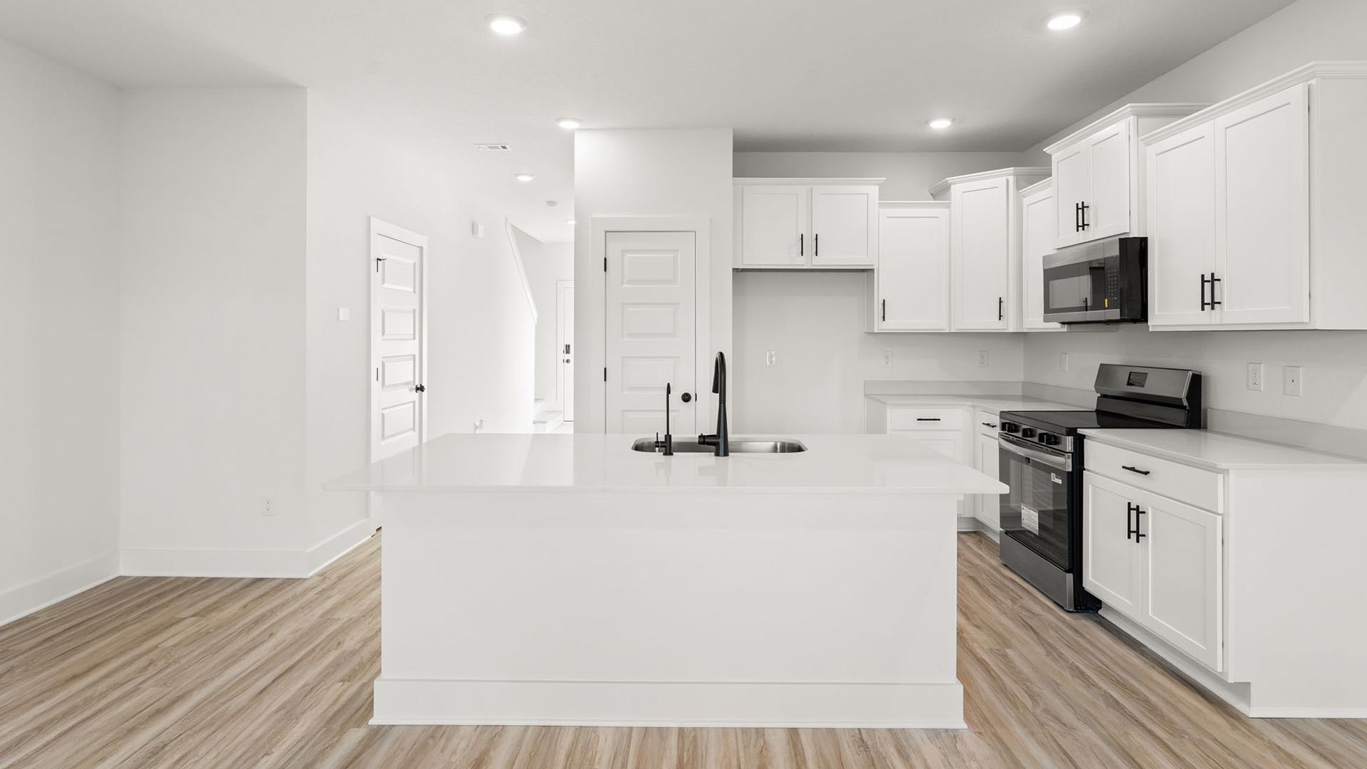 The kitchen island has space for bar seating