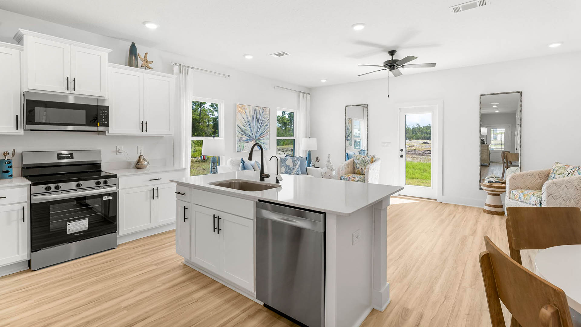 There is a small back patio accessible from the living area