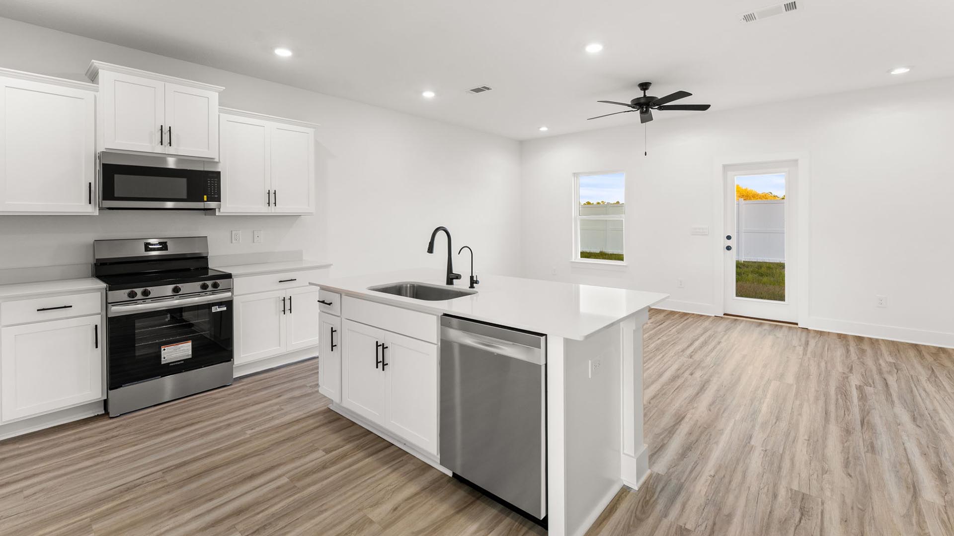 The main level features an open concept living area