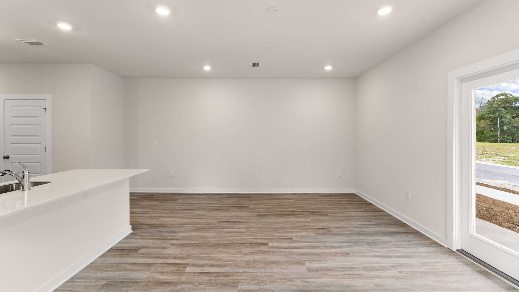 The dining and living areas are open