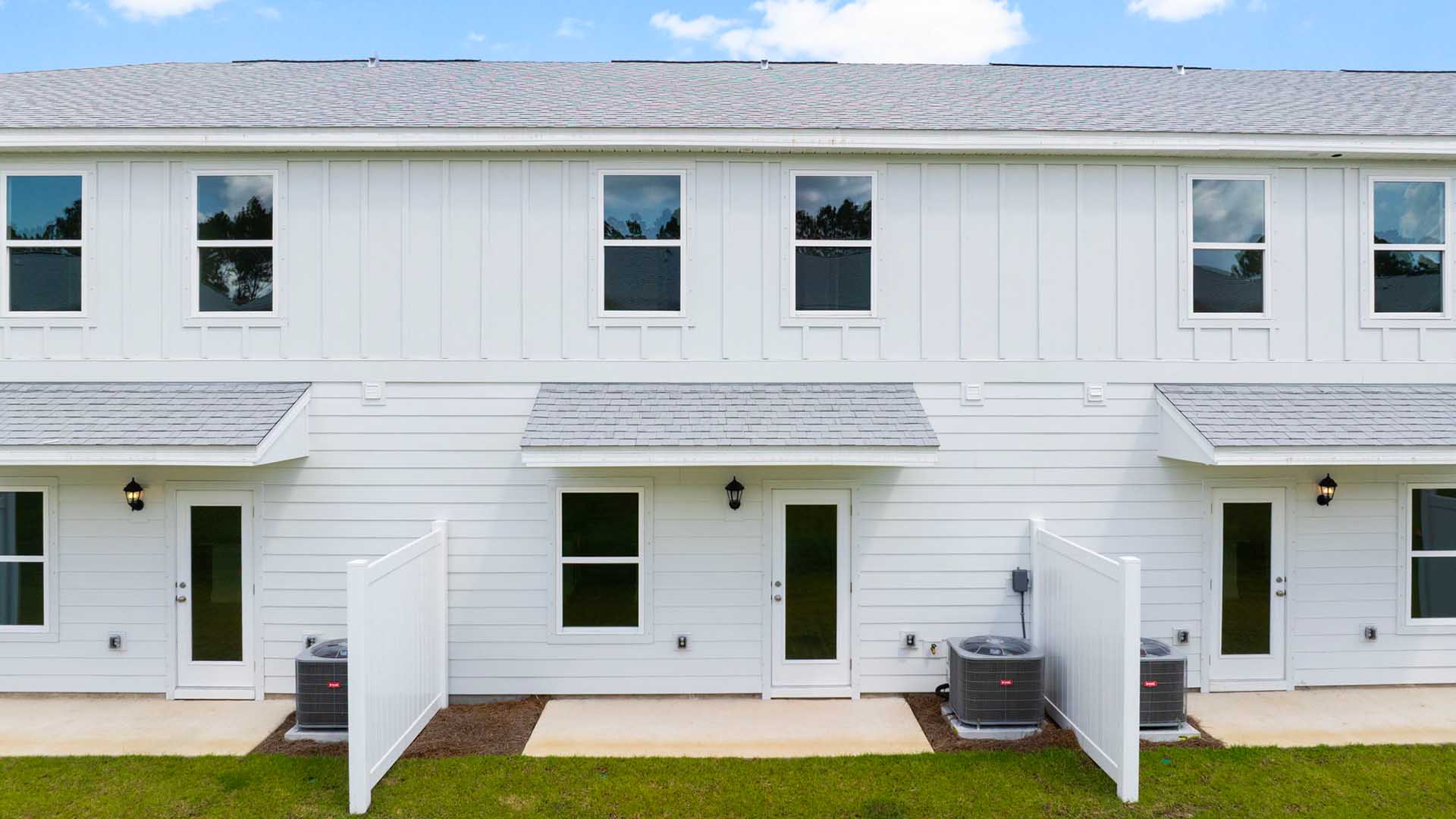 Exterior rear view of townhomes