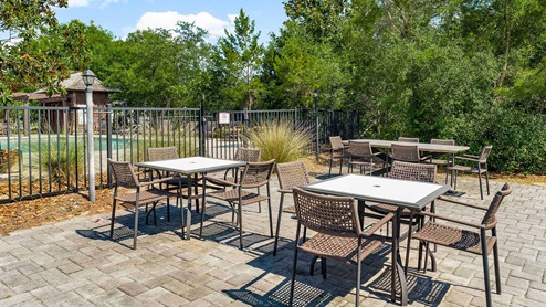 Patio of the pool area with space for an afternoon lunch