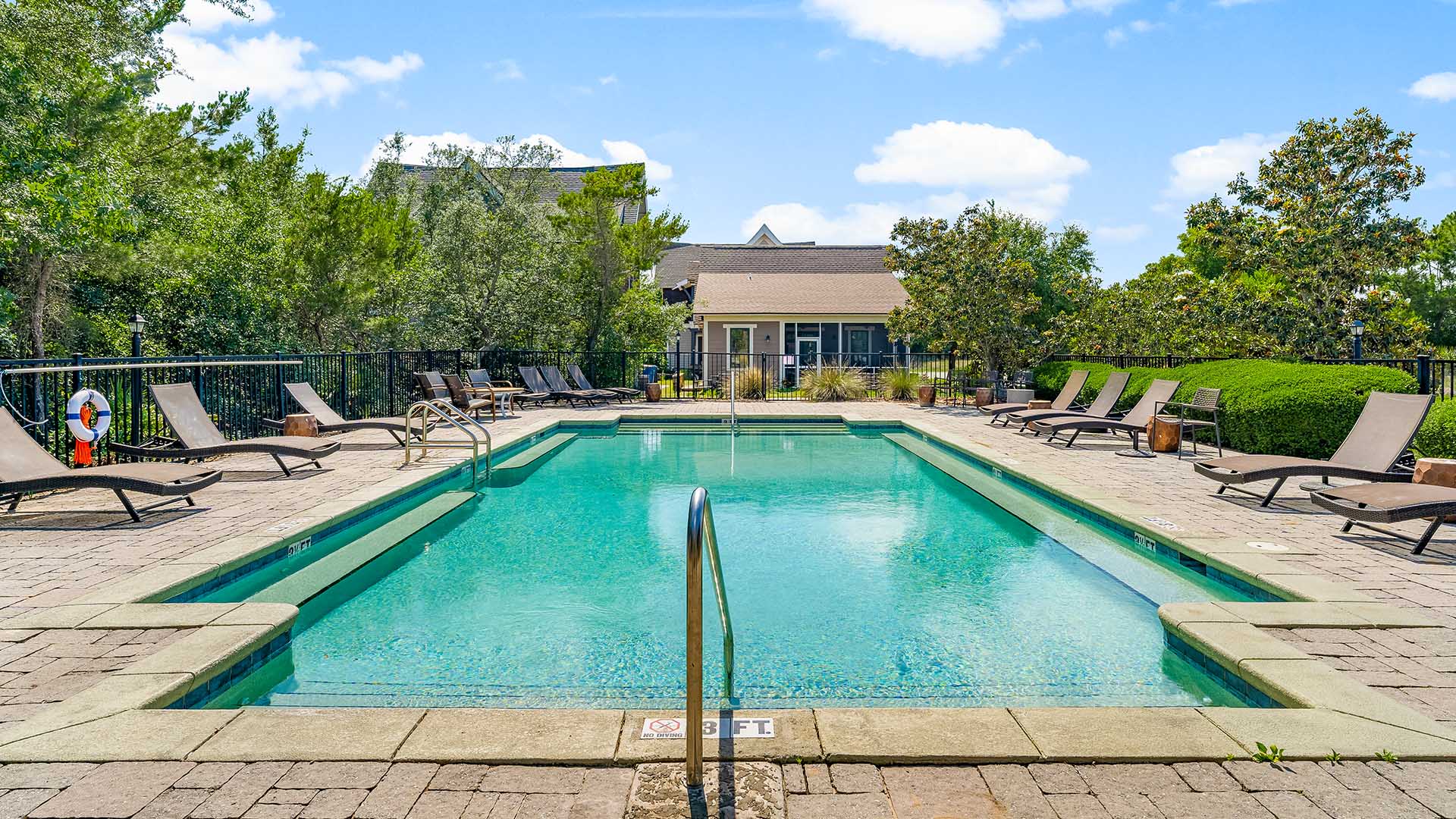 Community pool and pergola for Florida afternoons