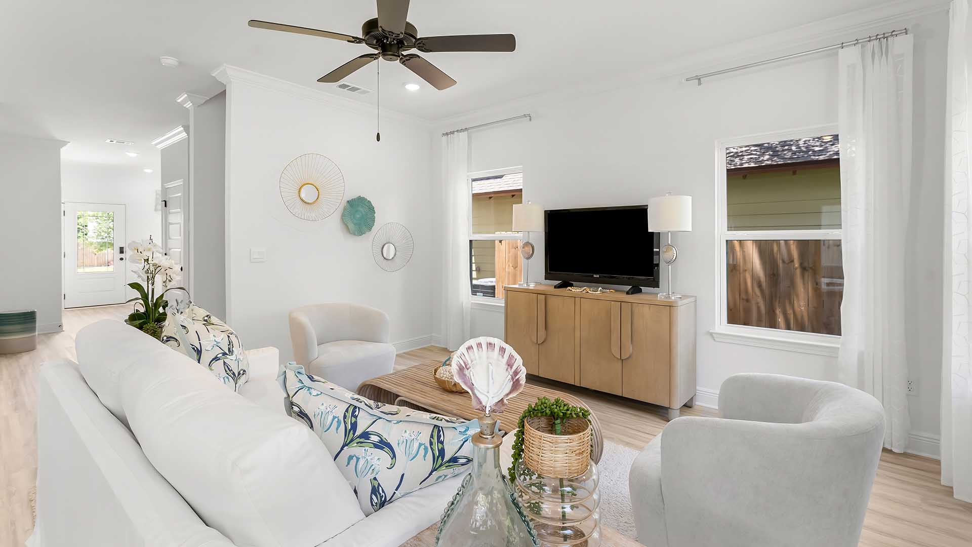 The main level living area is spacious