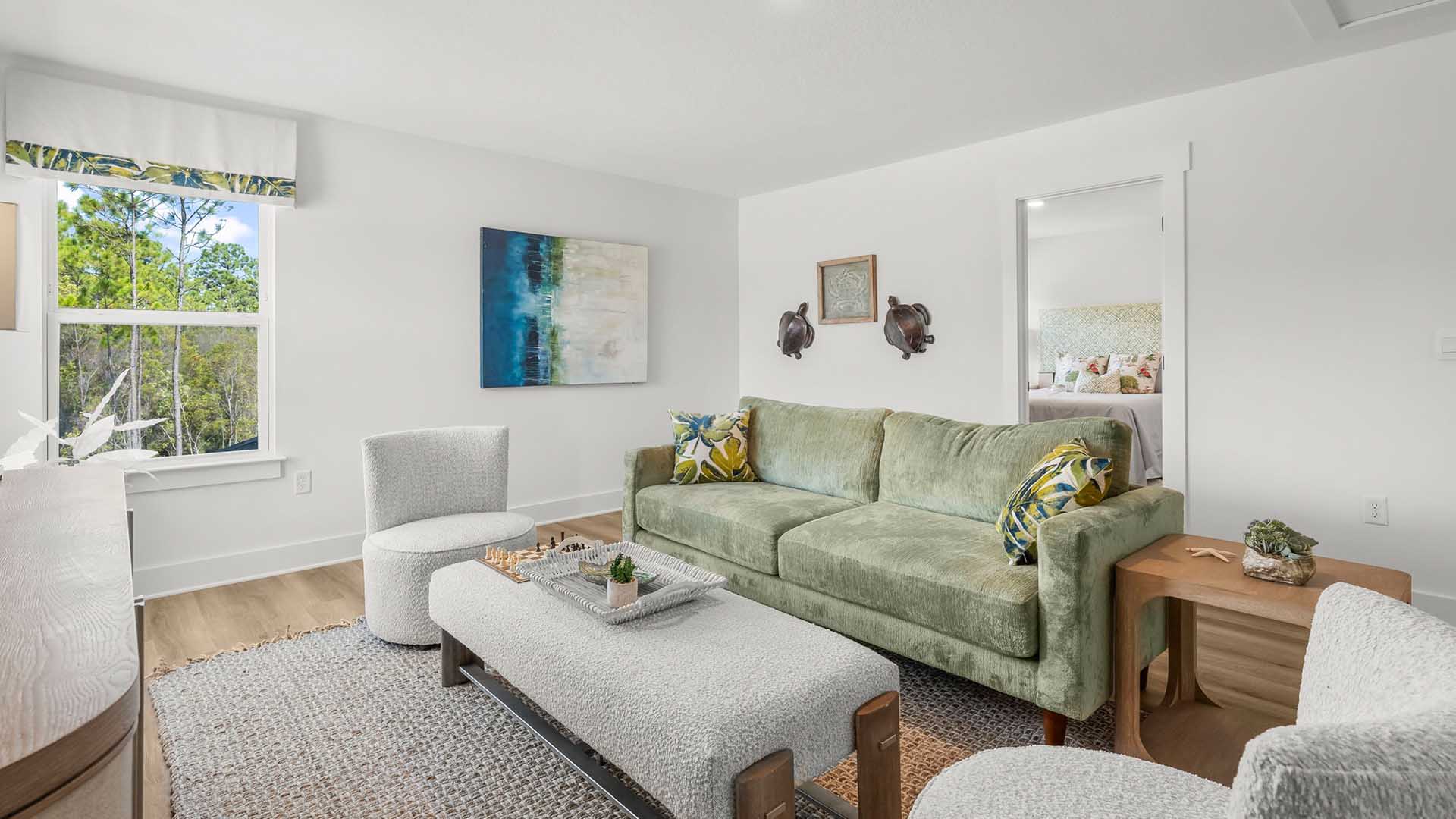 There is a nice sized storage closet in the living area on second level