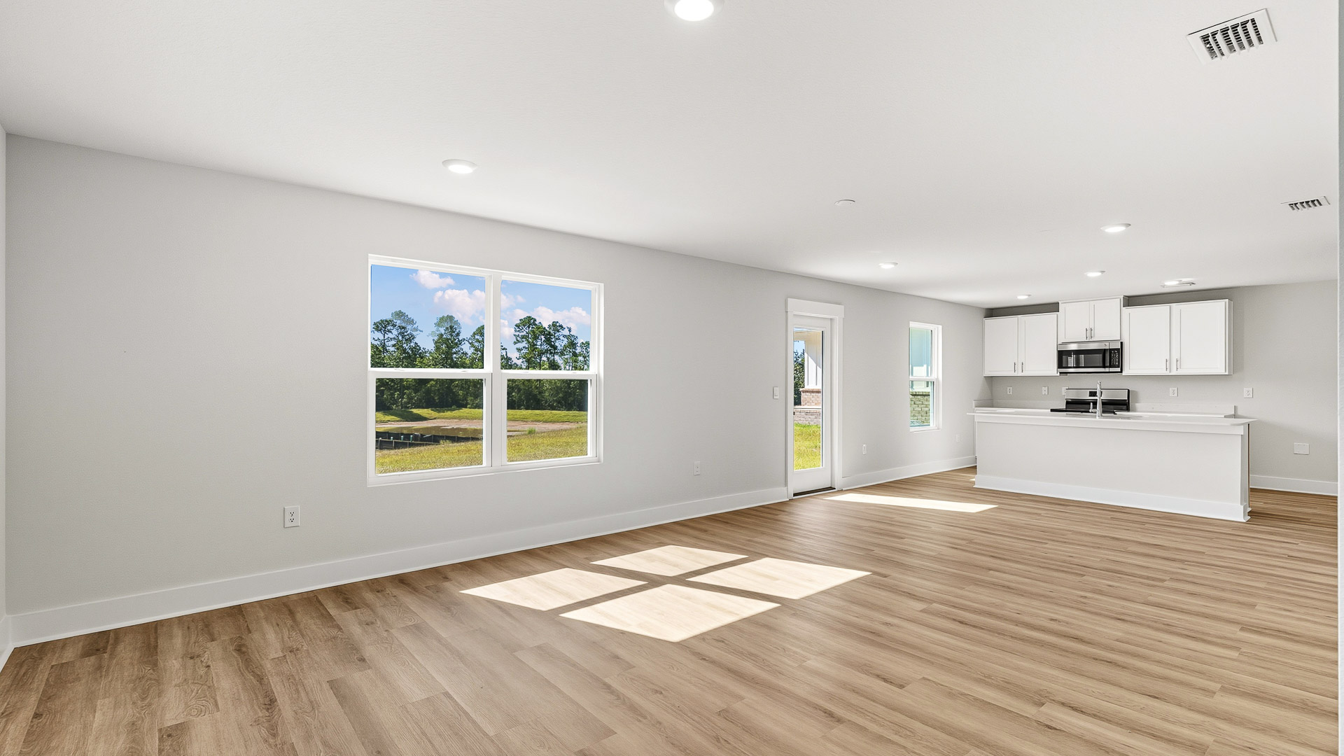 Main level living area has EVP flooring