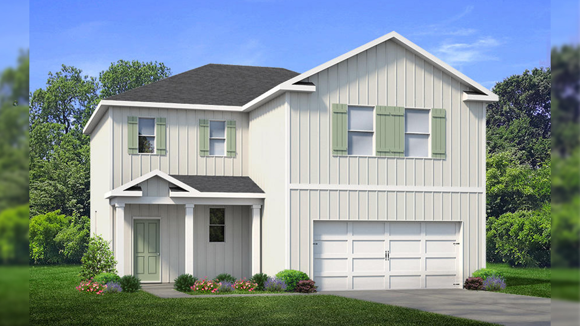 61 Ann Magnolia Lane is under construction. It has a covered front porch and entry with Hardie siding and the foundation is on pilings