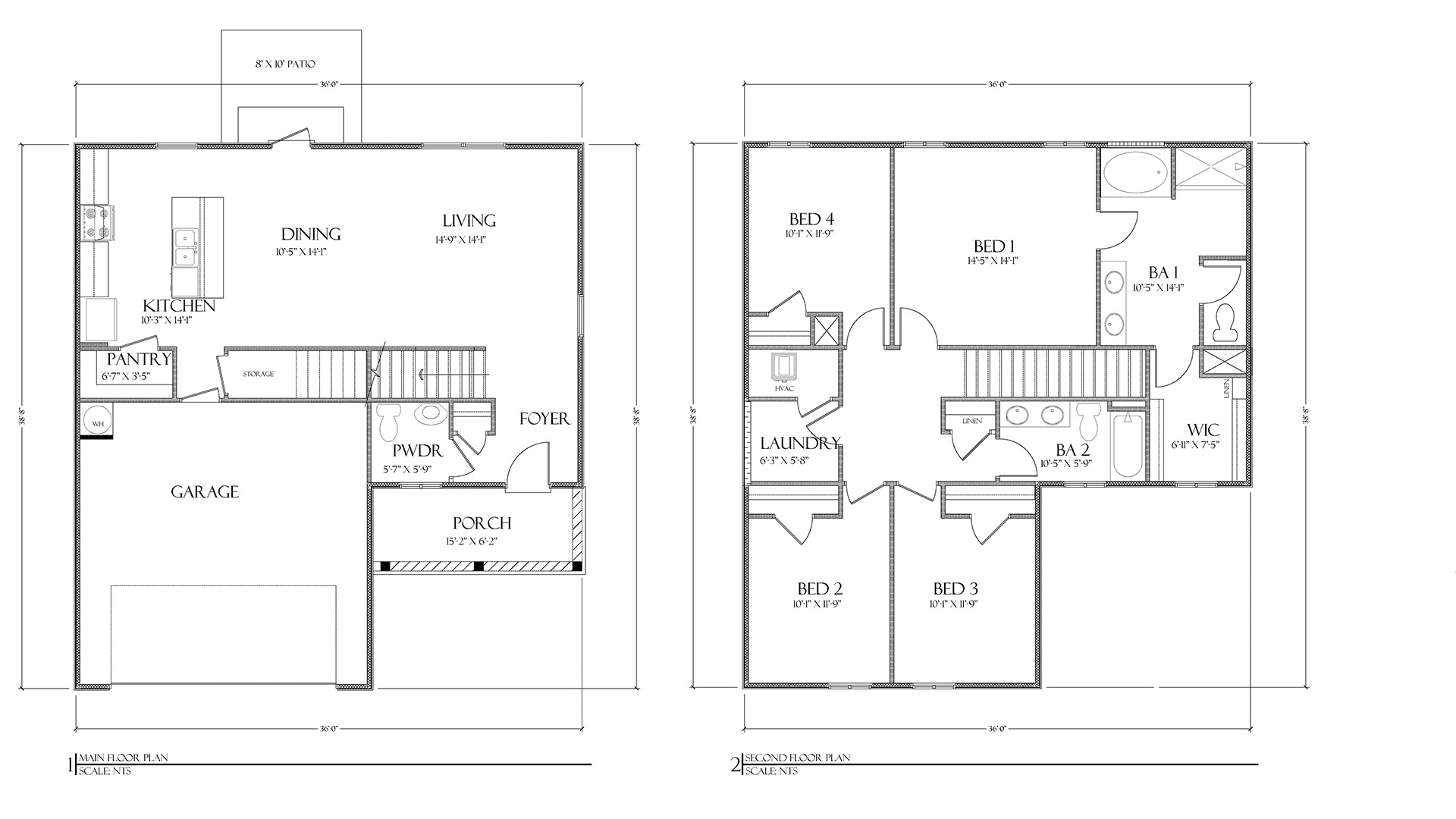 The Callahan floor plan showing two levels all bedrooms on second level