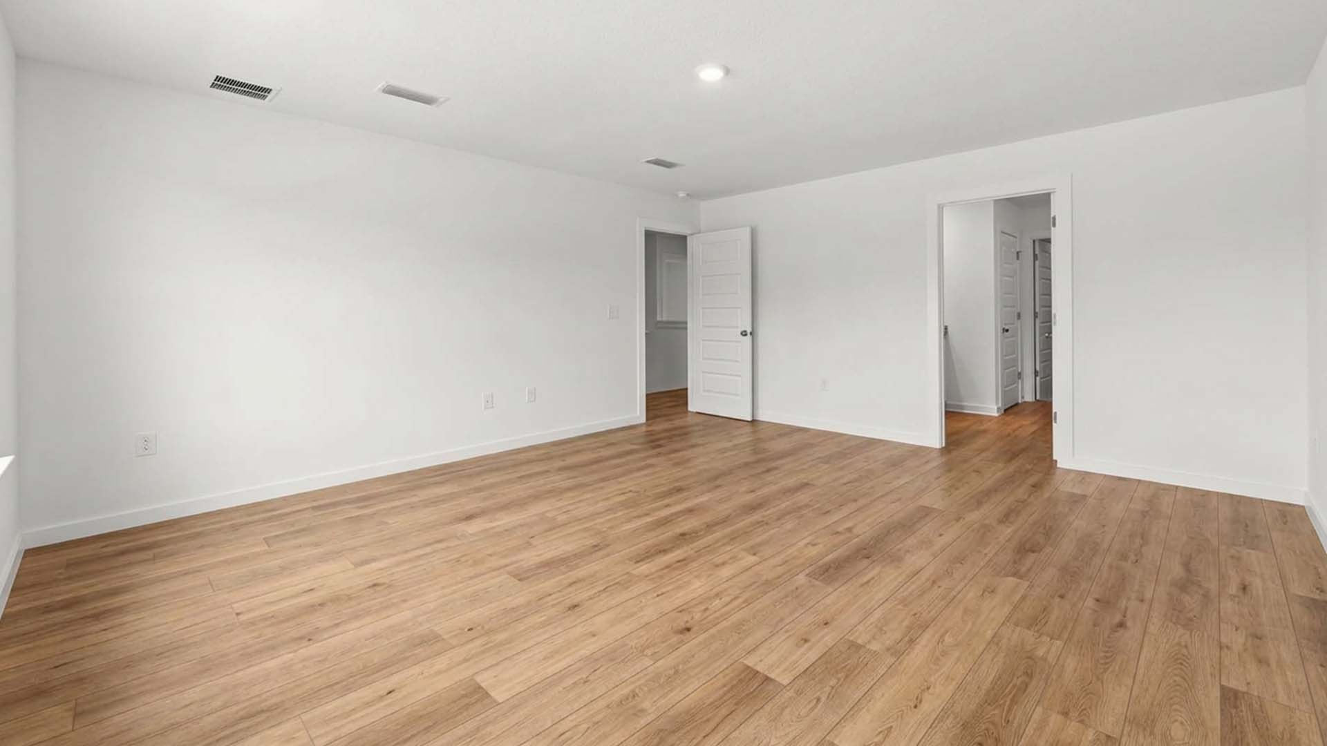The primary bedroom is located on the second level