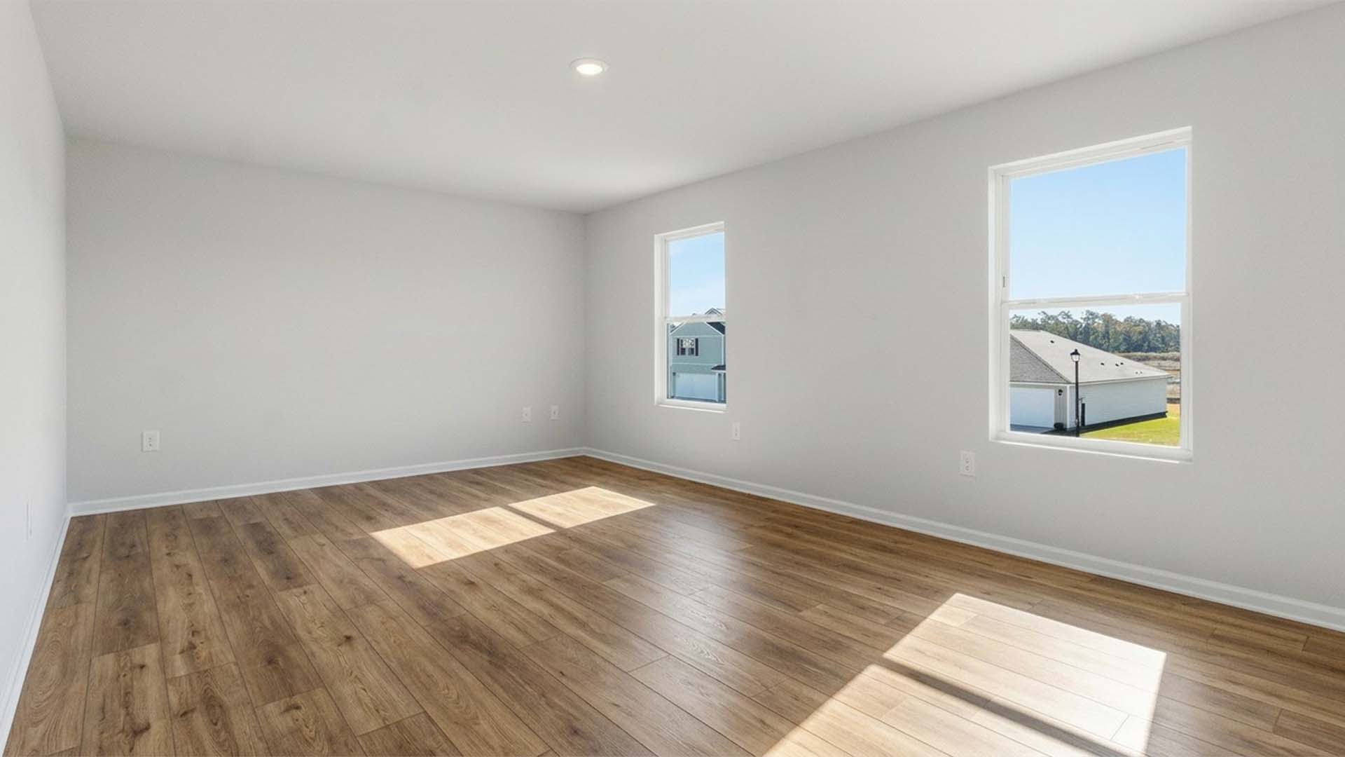 The primary bedroom is located on the second level