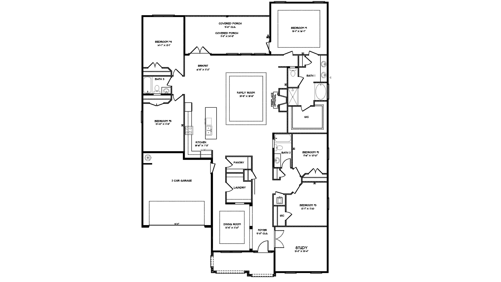 Mckenzie plan has five bedrooms and three full bathrooms