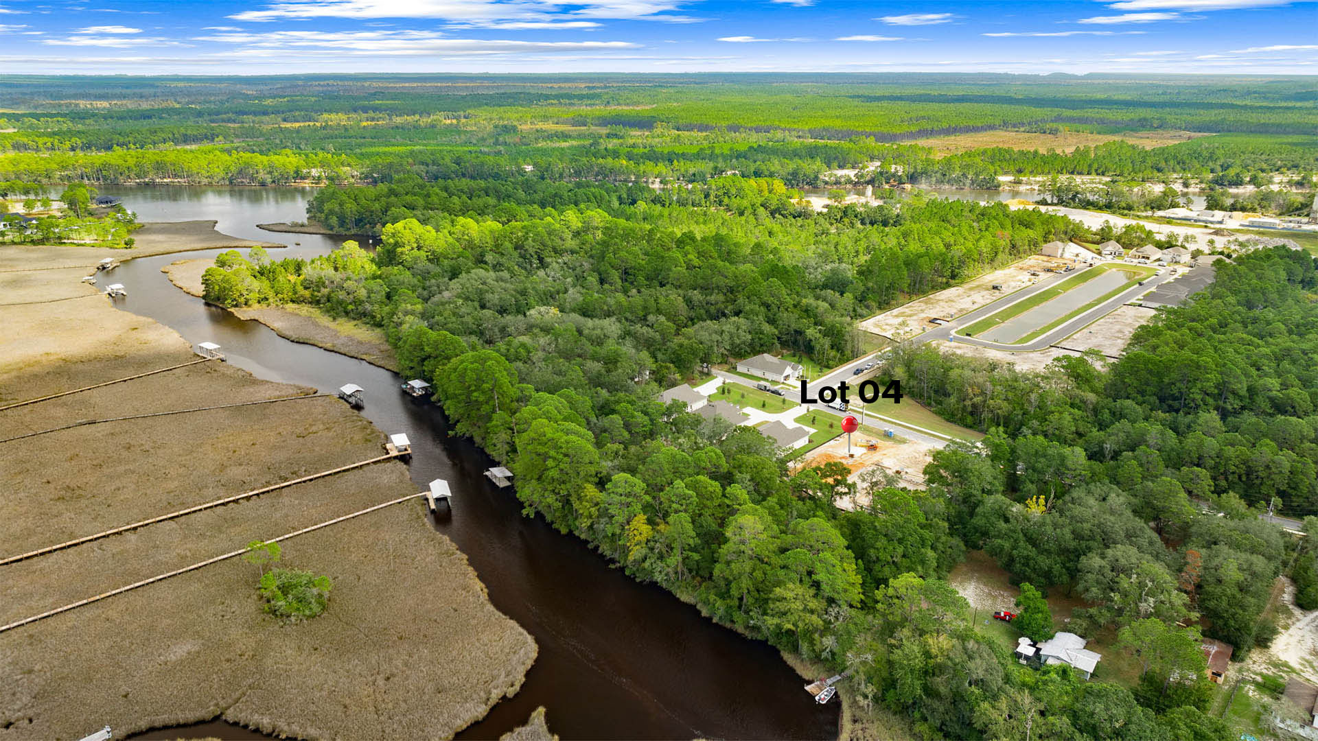 These waterfront lots are dockable