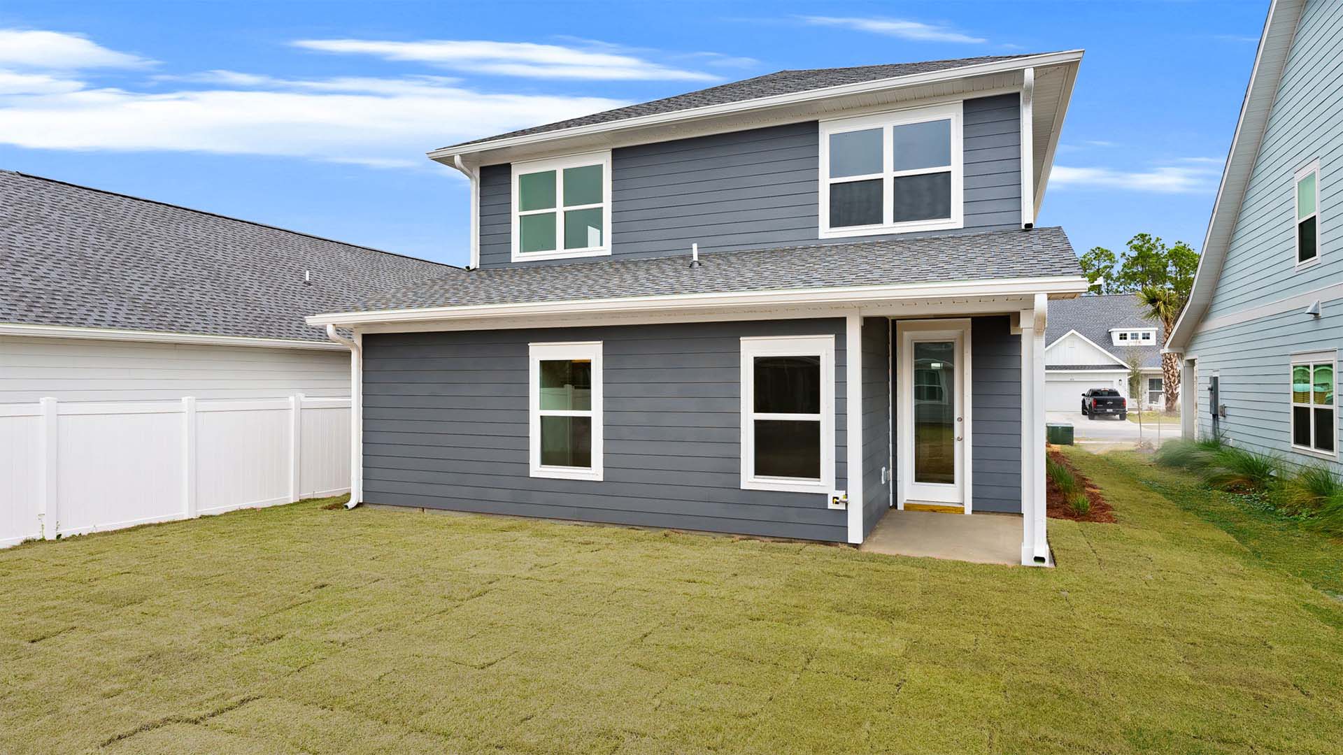There is a covered back patio with space for a dining area