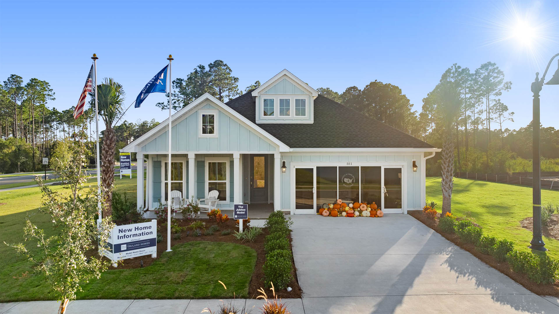 The model home at Breakfast Point East Phase II is located at 881 Crystal Bayou Boulevard