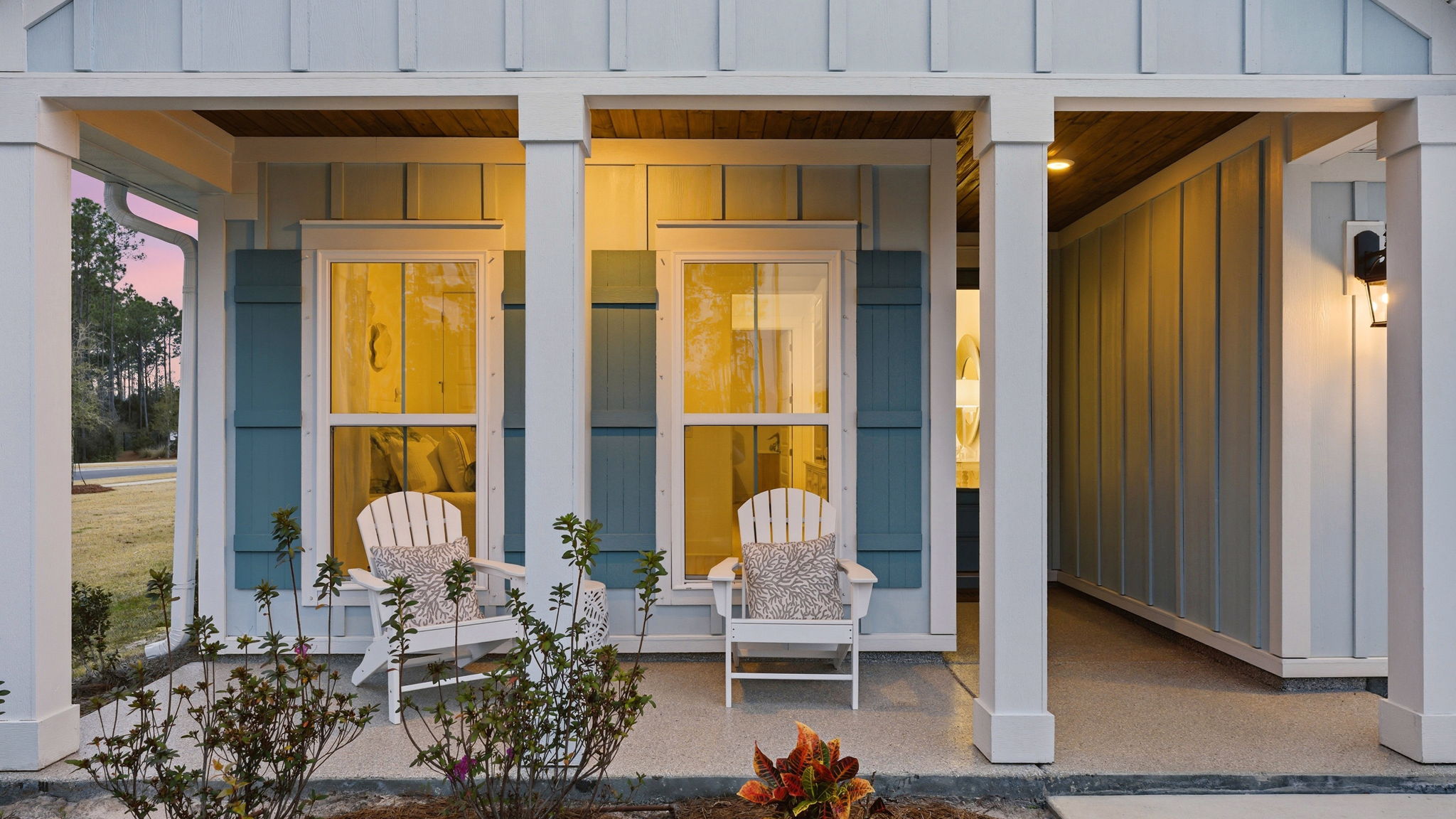 Covered front porch with outdoor seating