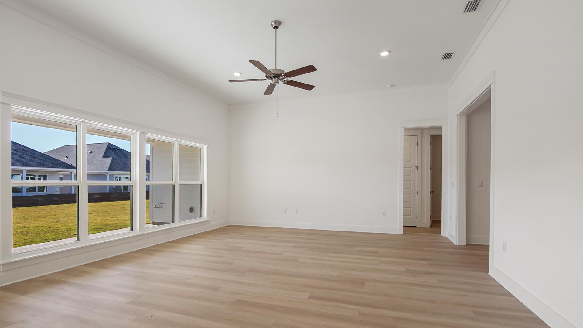 Expansive windows allow for natural light