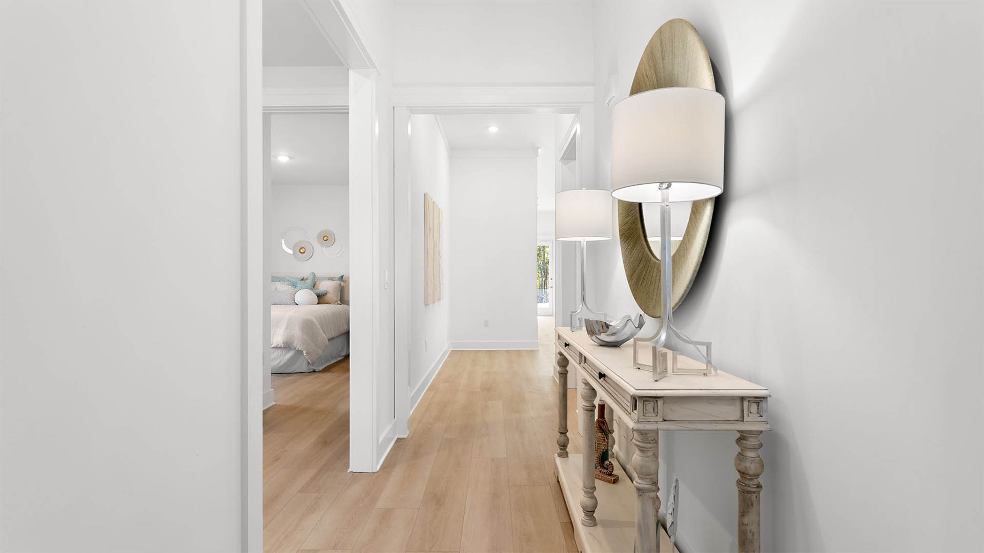 The entry has a bright foyer illuminated by the glass front door