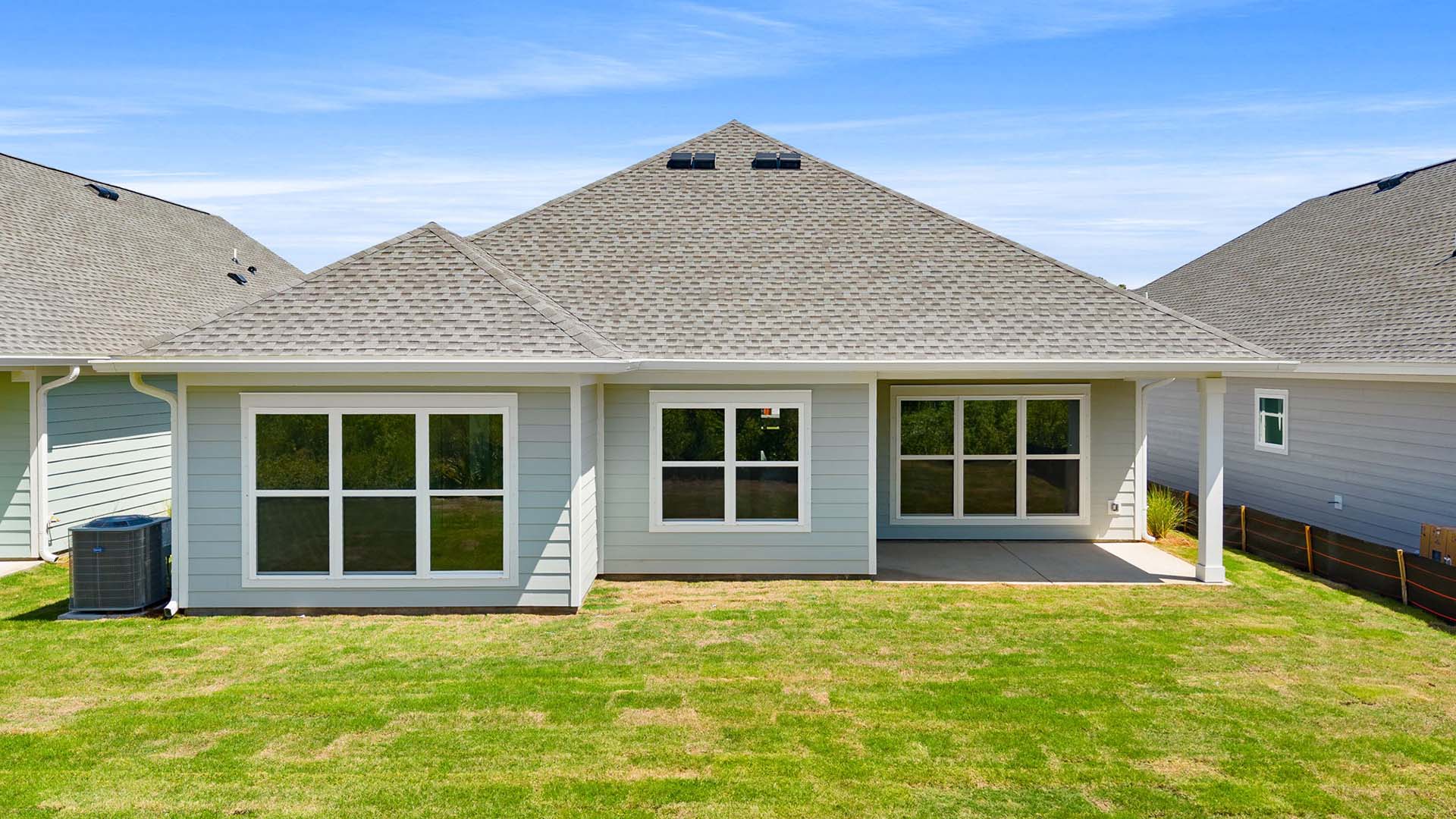 There is a covered back patio with space for a dining area