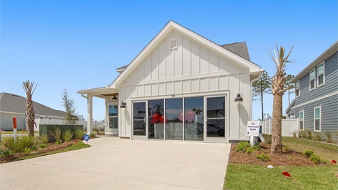 Breakfast Point Islamorada plan model home with white James Hardie color plus siding.