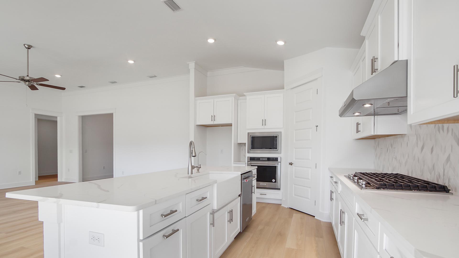 The kitchen has plenty of upper and lower cabinetry