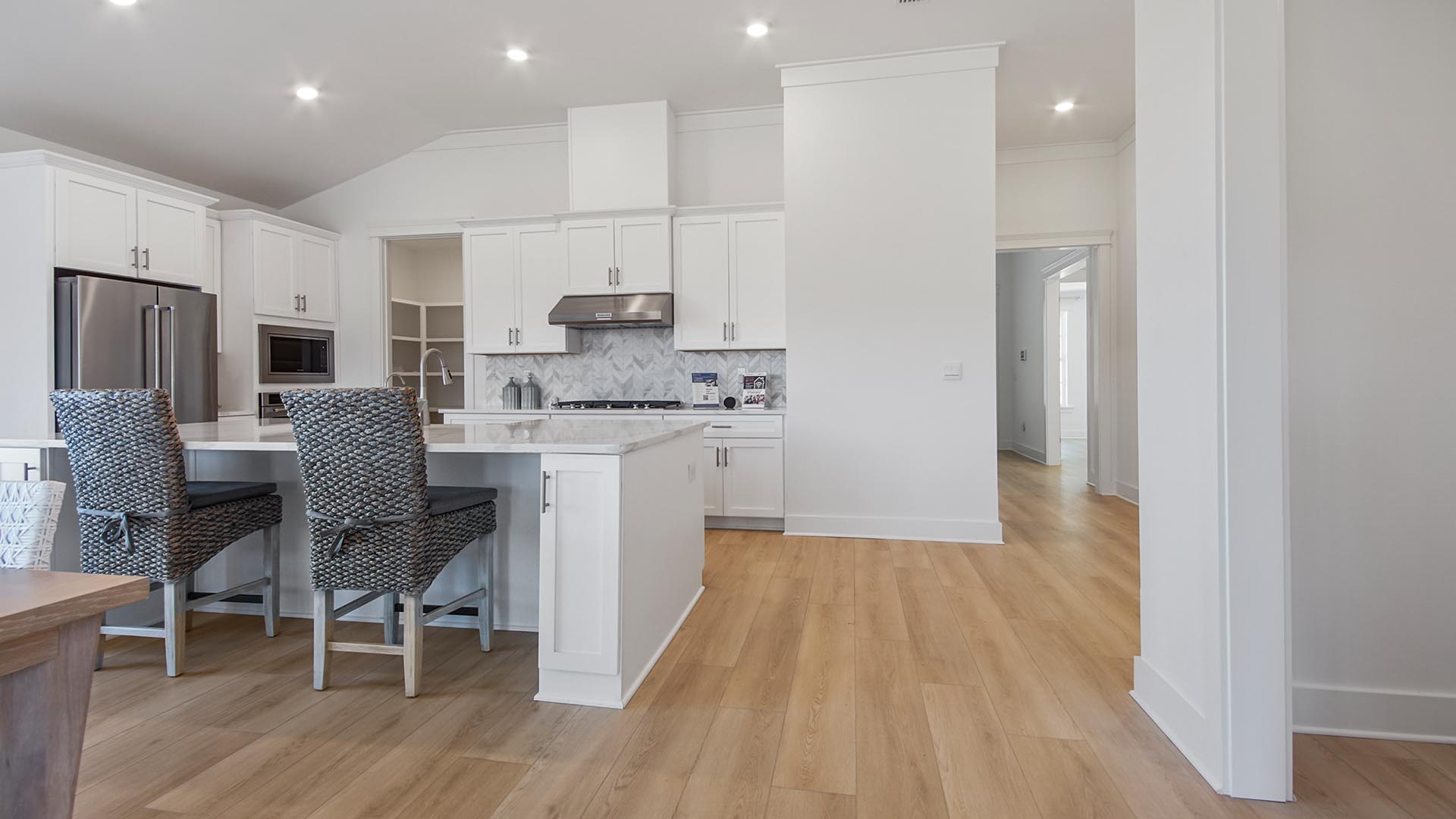 The center island has space for bar seating