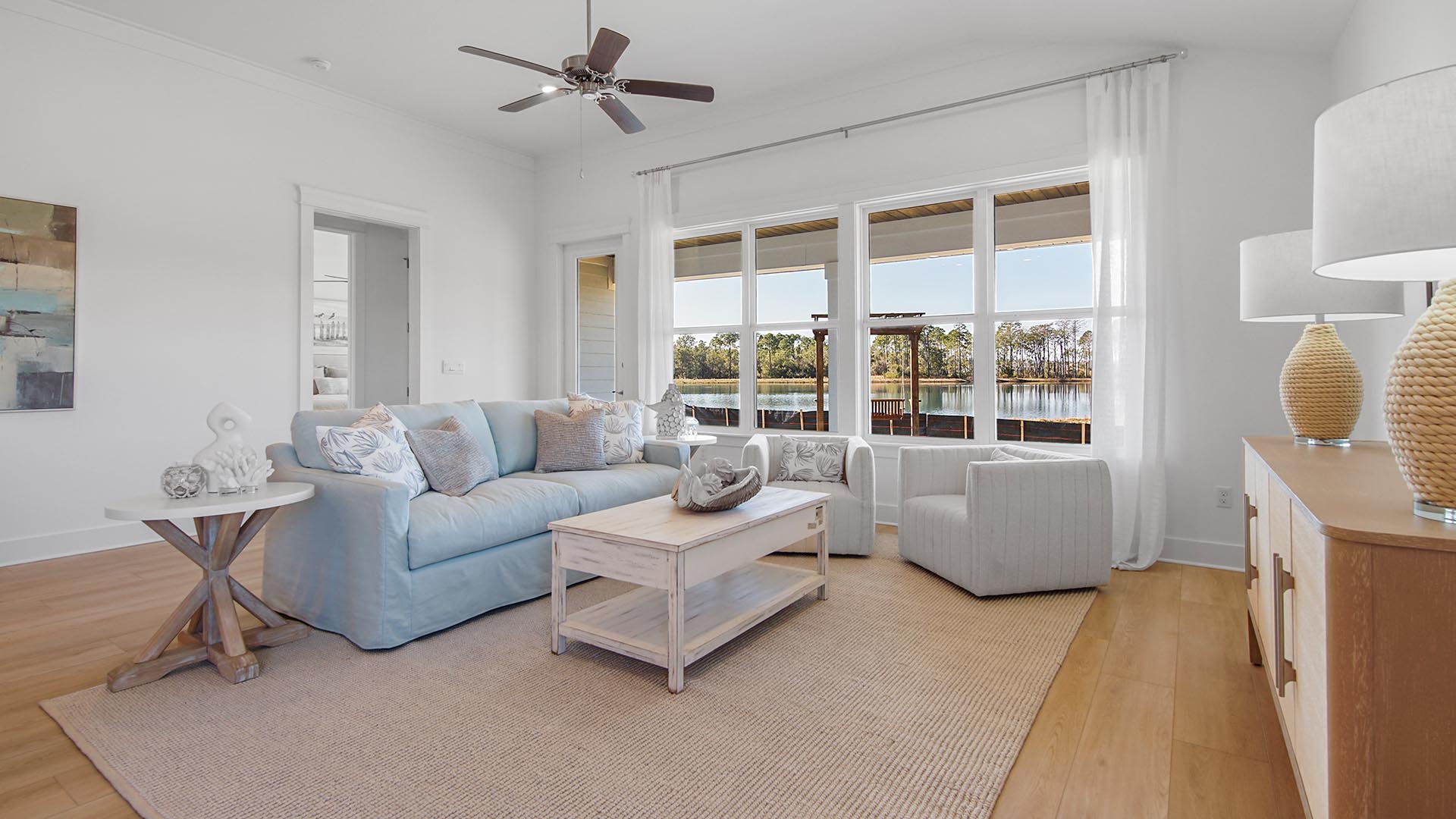 Access the covered back patio from the living room