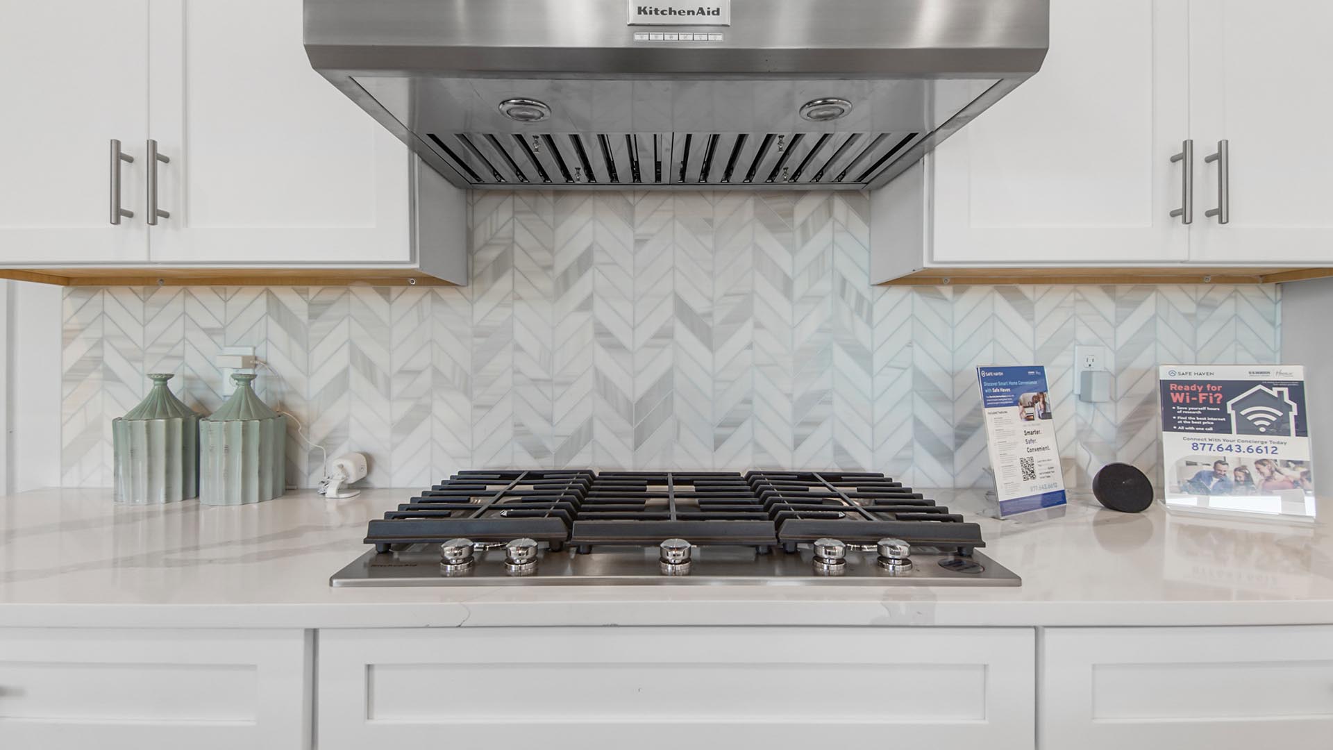 Gourmet style design of the gas range is just one of the fine details of this beautiful home