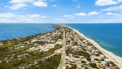 Aerial photo of Redfish Cove on Cape San Blas.