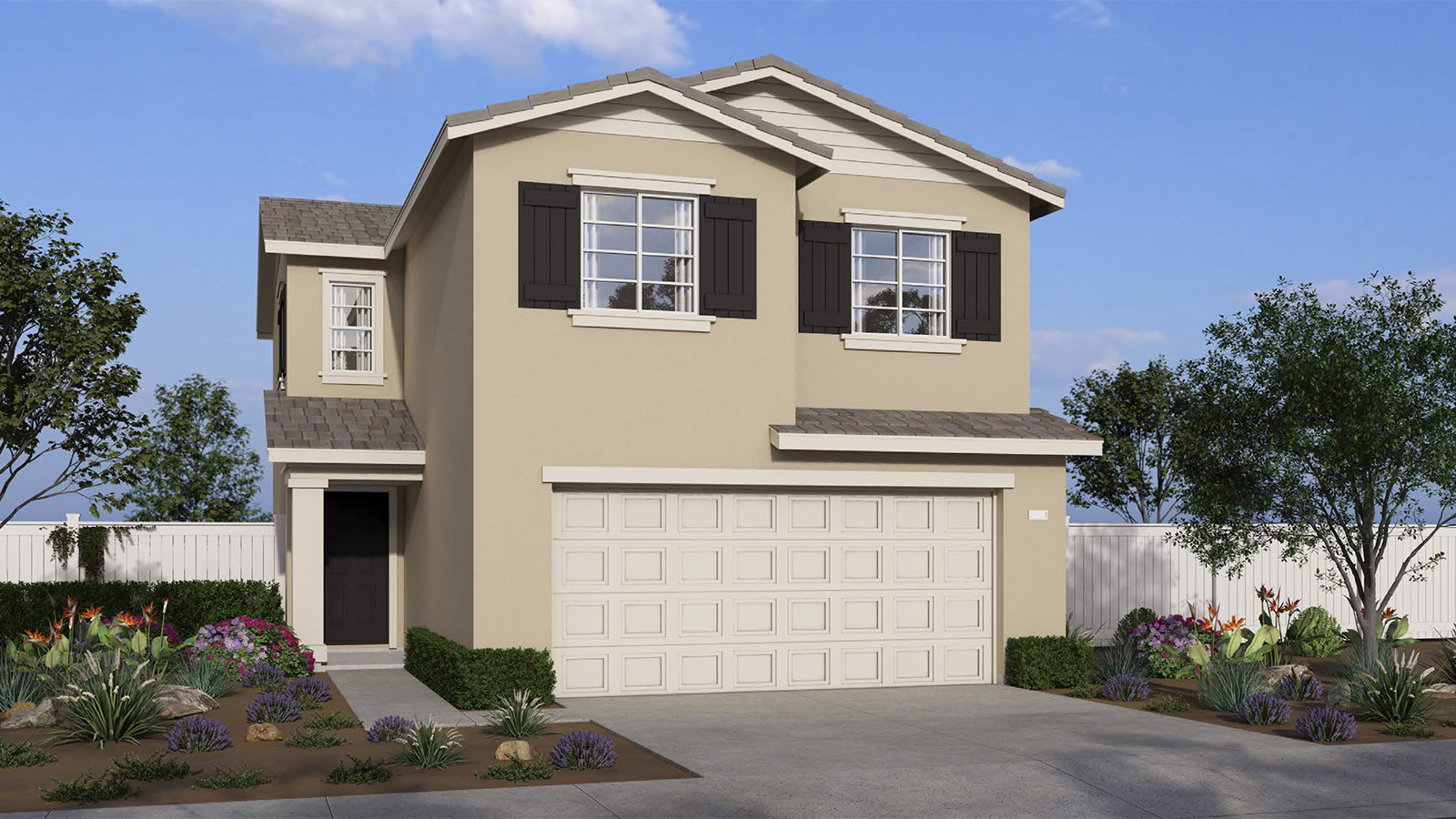 Two-story Traditional home with shutters and siding