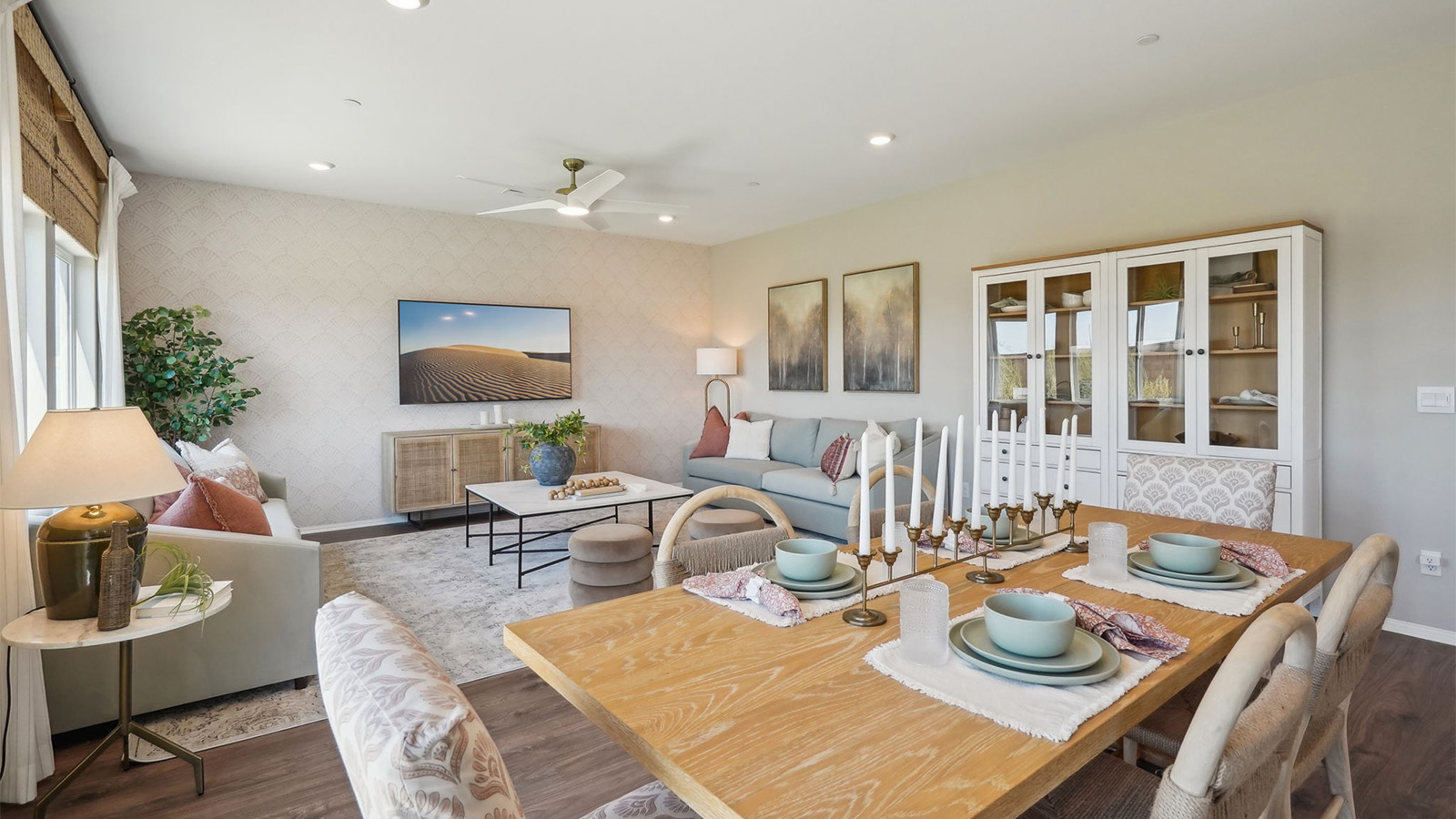 Spacious open-concept great room, dining room