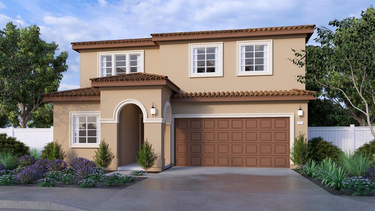 Two-story Italianate home with two-car garage and shutters