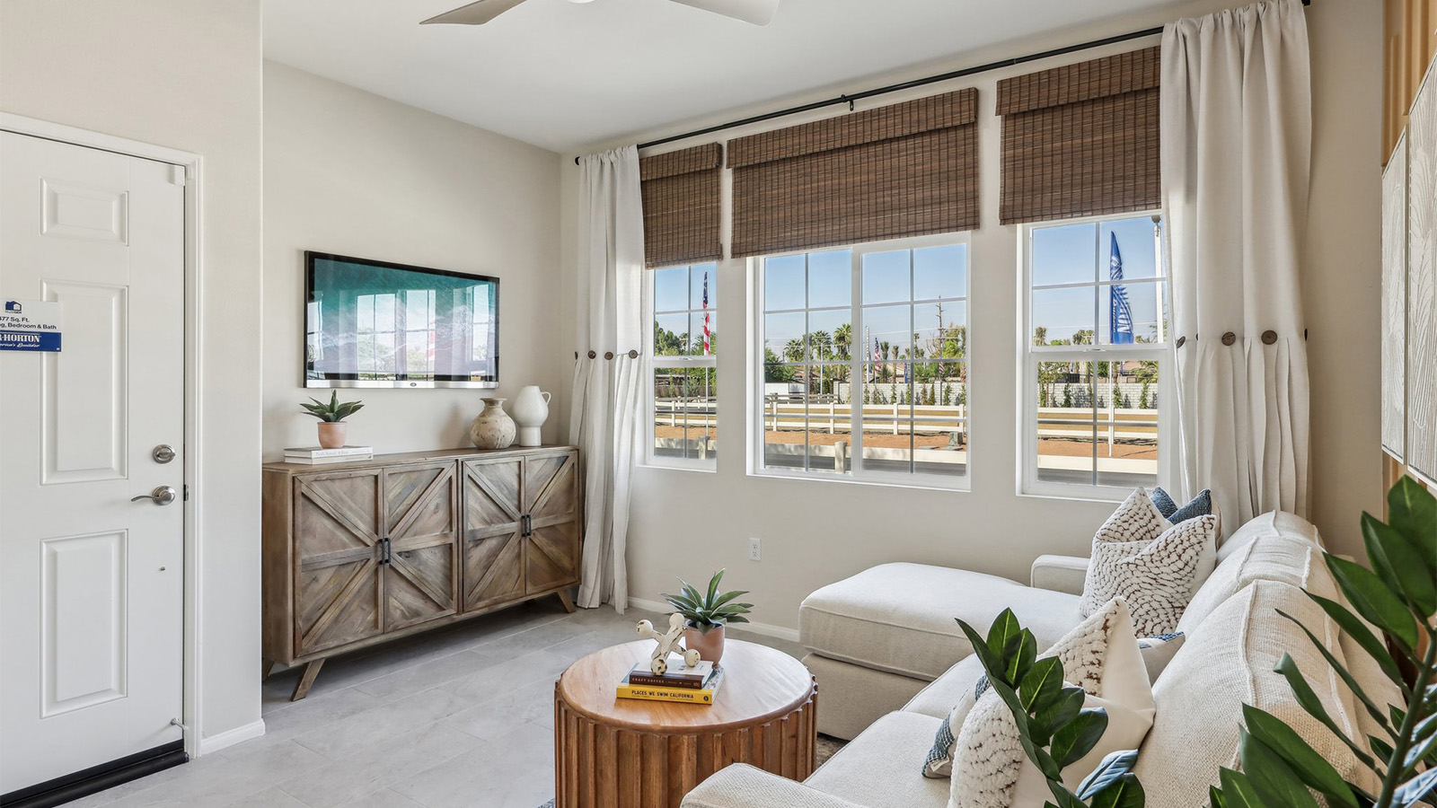 Multi-gen living room with laminate flooring