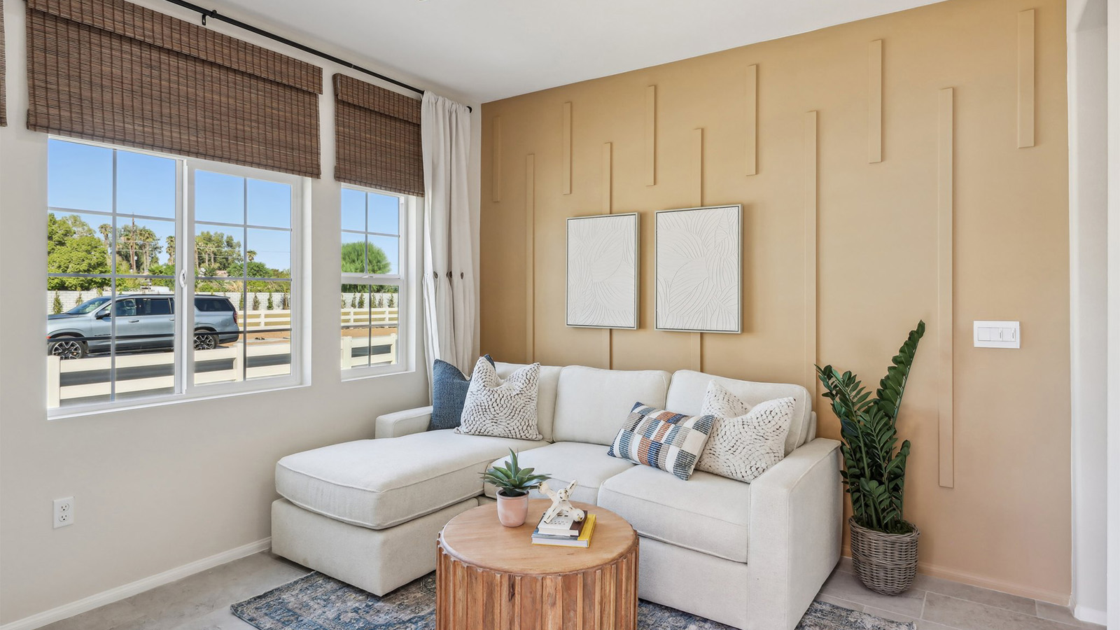 Multi-gen living room with laminate flooring