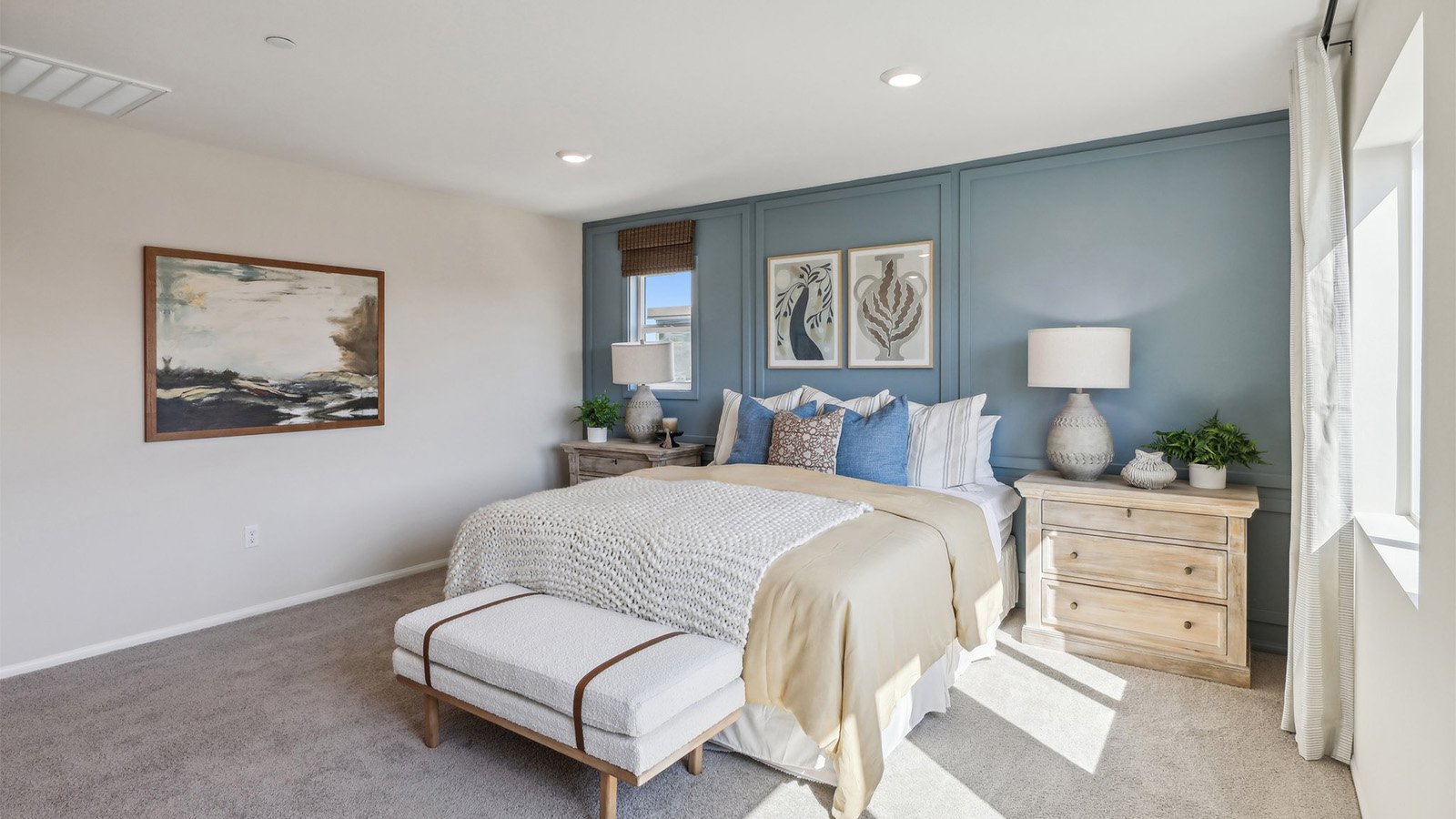 Primary bedroom with king bed