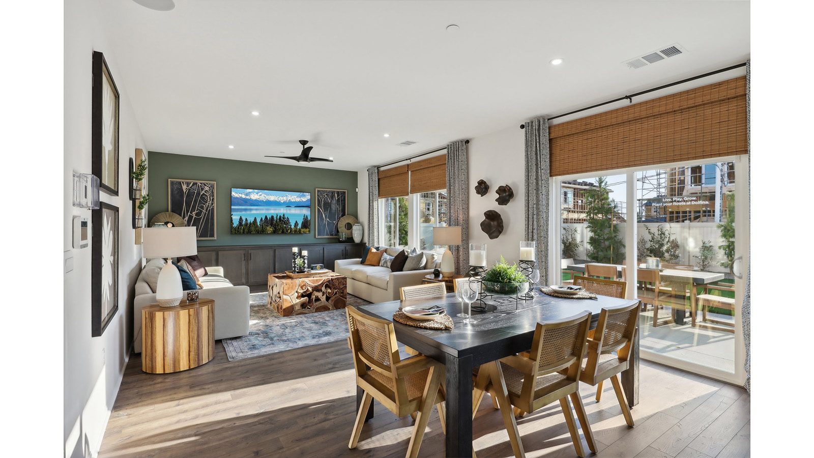 Spacious open-concept great room and dining room