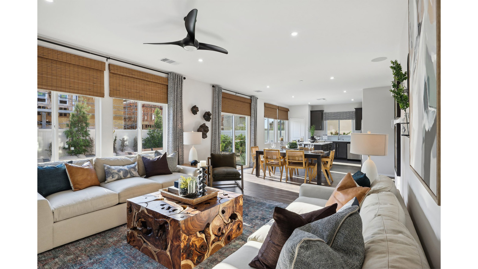 Spacious open-concept great room and dining room